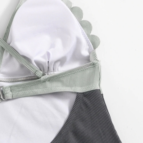 Textured Colorblock Scalloped Swimsuit - Picture 4 of 6